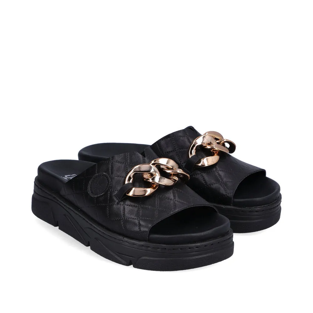 RIEKER - 62154-00 CHUNKY FASHION MULE - BLACK