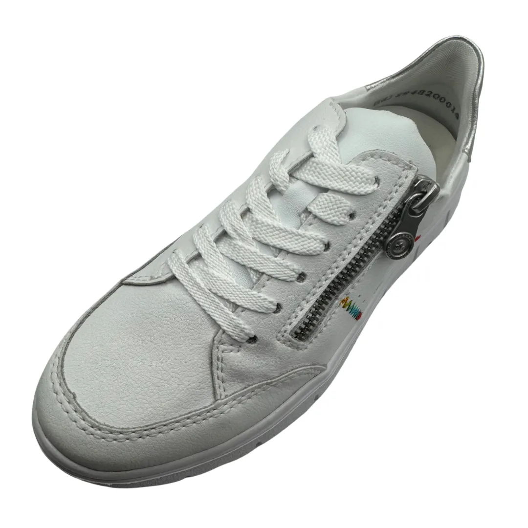 Rieker White Trainers with Multicoloured Stitch Detail