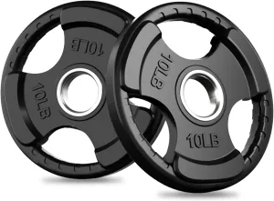 RitFit Olympic Rubber Grip Plates for Barbell, 2-Inch Weight Plates for Weightlifting and Strength Training in Home & Gym, Single, Pair and Sets(2.5/5/10/25/35/45 LB)