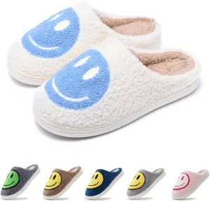 rosyclo Smile Face Slippers Retro Soft Plush Cozy House Slippers Slip-on Fluffy Indoor Outdoor Smile Slippers for Women and Men