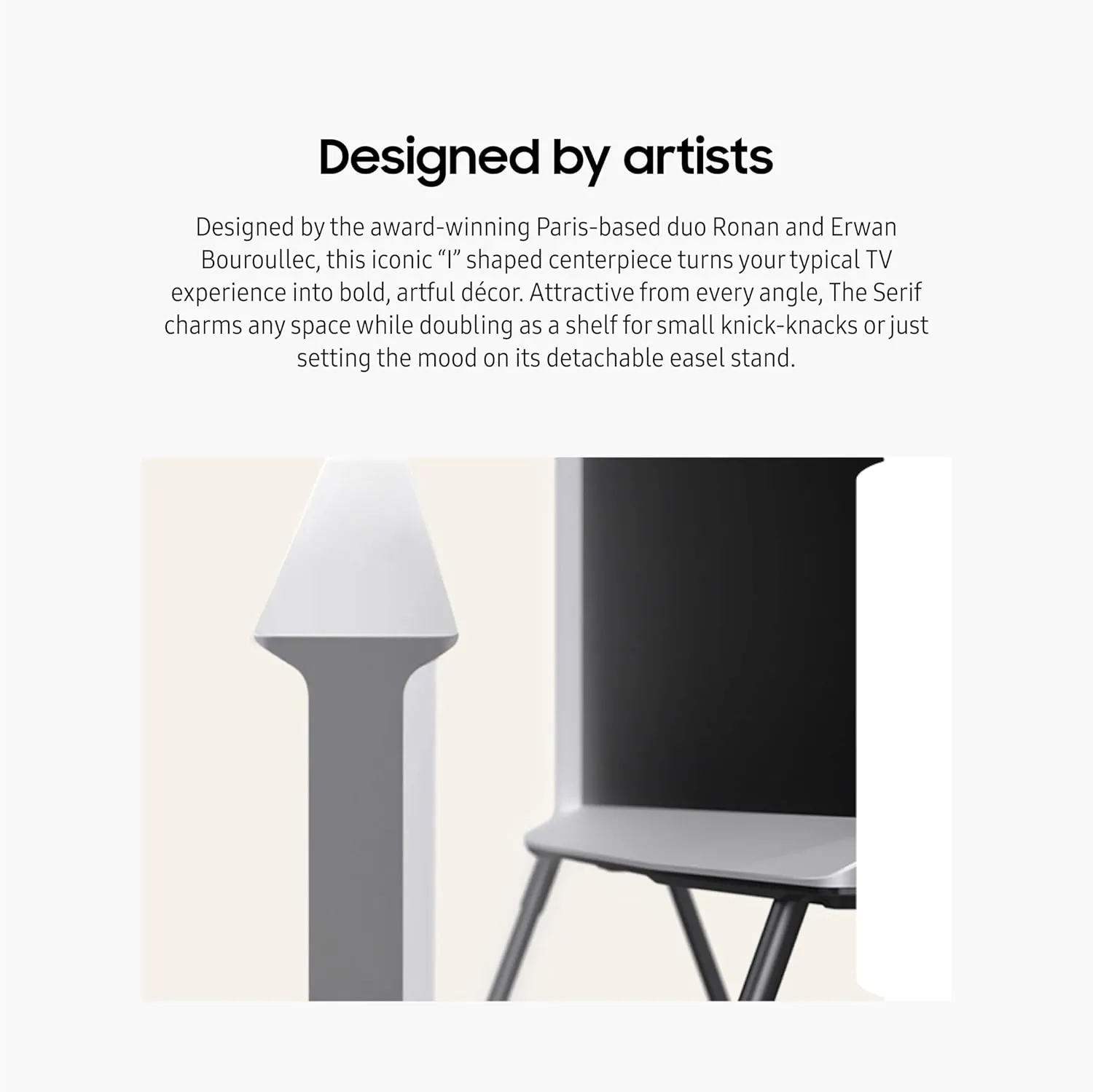 SAMSUNG 43-Inch Class QLED 4K The Serif LS01D Series Quantum HDR Smart TV with 360 L-Shape Design, Anti-Reflection Matte Display, Detachable Easel Stand, Alexa Built-in (QN43LS01D, 2024 Model)