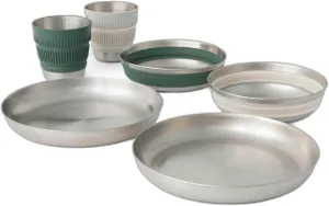 Sea to Summit Detour Stainless Steel Collapsible 2 Person Camp Dinnerware Set (2 Plates, 2 Bowls, 2 Mugs)