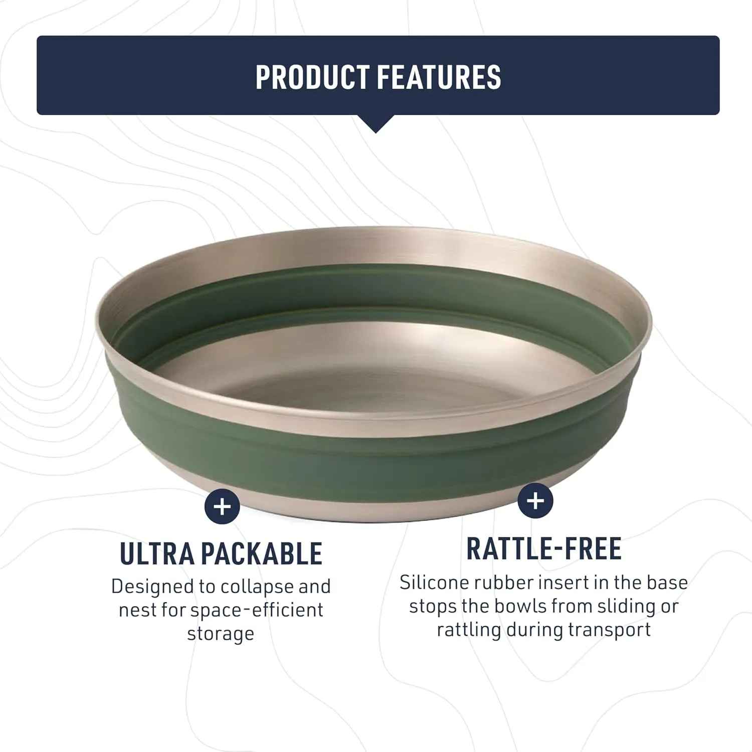 Sea to Summit Detour Stainless Steel Collapsible Bowl, Medium (22 fl oz), Bombay Brown