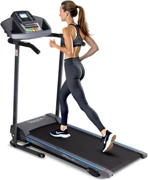 SereneLife Electric Folding Treadmill Exercise Machine - Smart Compact Digital Fitness Treadmill Workout Trainer w/Bluetooth App Sync, Manual Incline Adjustment, for Walking, Running, Gym