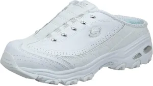 Skechers Women's D'Lites Bright Sky Mule, White/White/Silver, Size 9.5