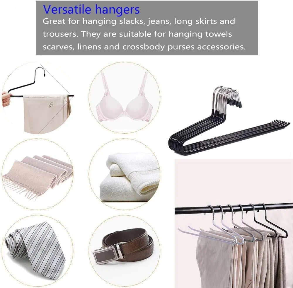 Slack/Trousers Pants Hangers - Open Ended Metal Hangers, Slim Durable (Black, Pack of 30)