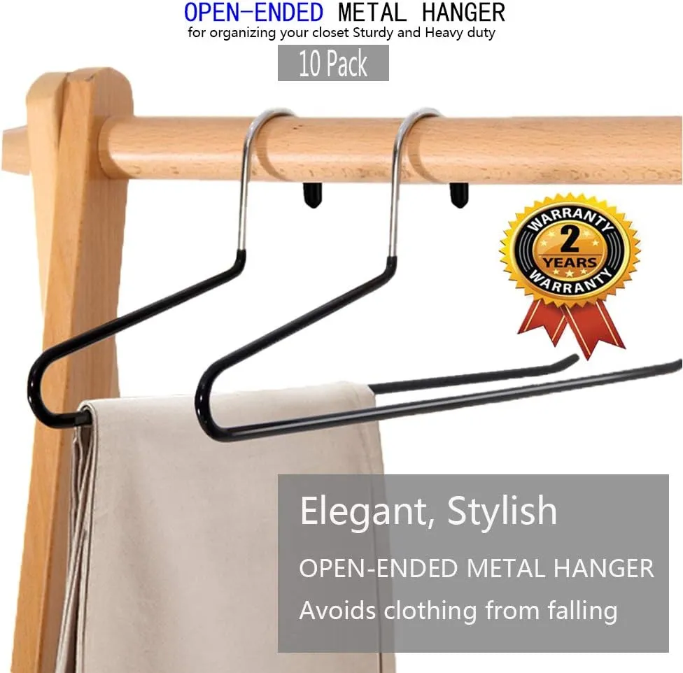 Slack/Trousers Pants Hangers - Open Ended Metal Hangers, Slim Durable (Black, Pack of 30)