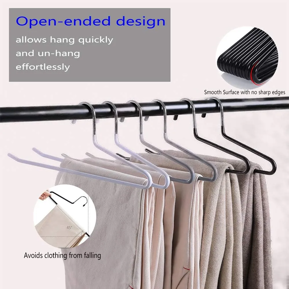 Slack/Trousers Pants Hangers - Open Ended Metal Hangers, Slim Durable (Black, Pack of 30)