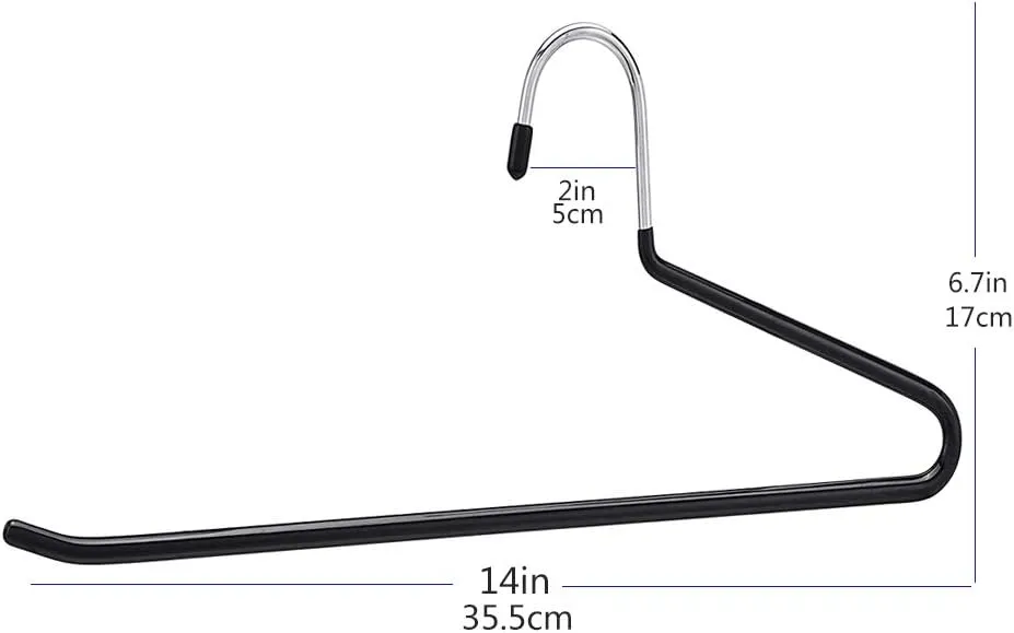 Slack/Trousers Pants Hangers - Open Ended Metal Hangers, Slim Durable (Black, Pack of 30)
