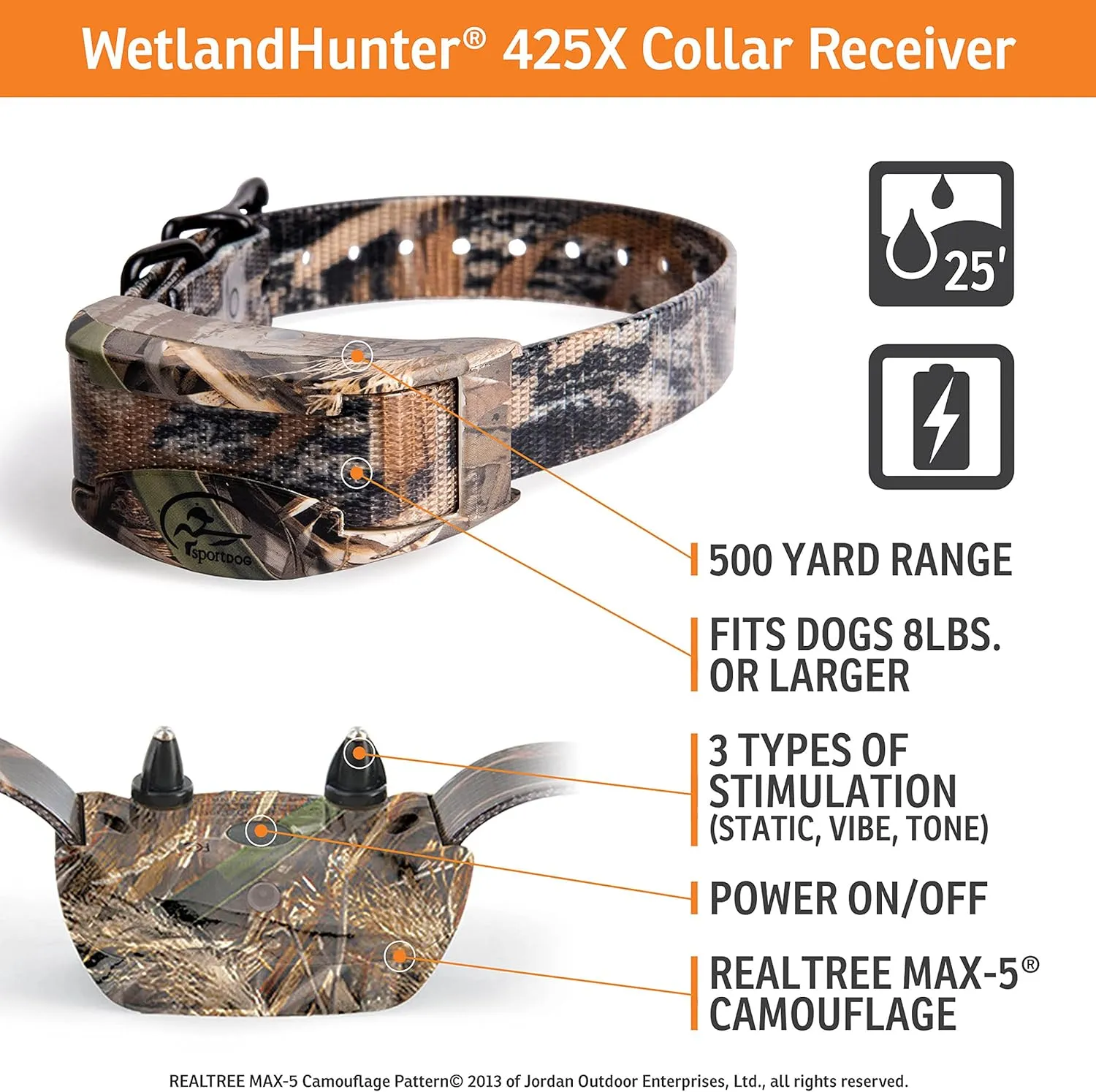SportDOG Brand 425 Remote Trainers - 500 Yard Range E-Collar with Static, Vibrate and Tone - Waterproof, Rechargeable - Camouflage Dog Training Collar