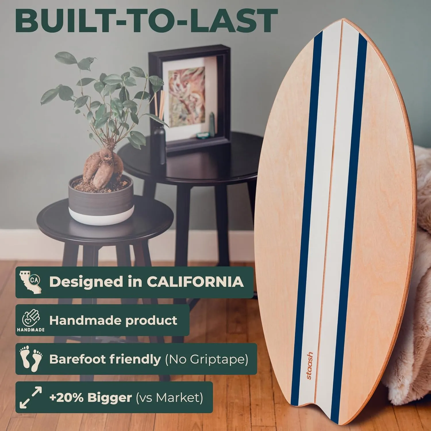 STAASH® Balance Board – Starter (Board   Roller) or Full Kit (w/Mat, Ball & Disc) – Core Balance Trainer for Fitness, Rehab, Surf – Free Coaching Videos