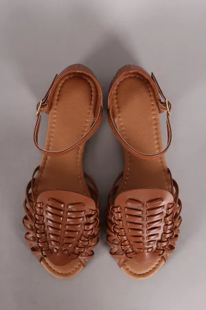 Strap Sandal Ankle Woven Qupid Touch-sensitive Flat Toe Peep High-end design