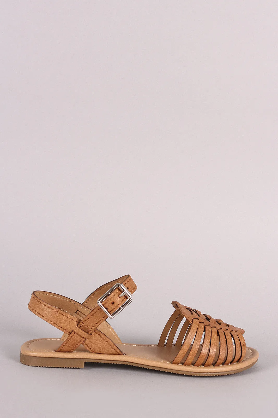 Strap Soda Ankle Flat Tailored selection Smart design Sandal Woven Peep Toe