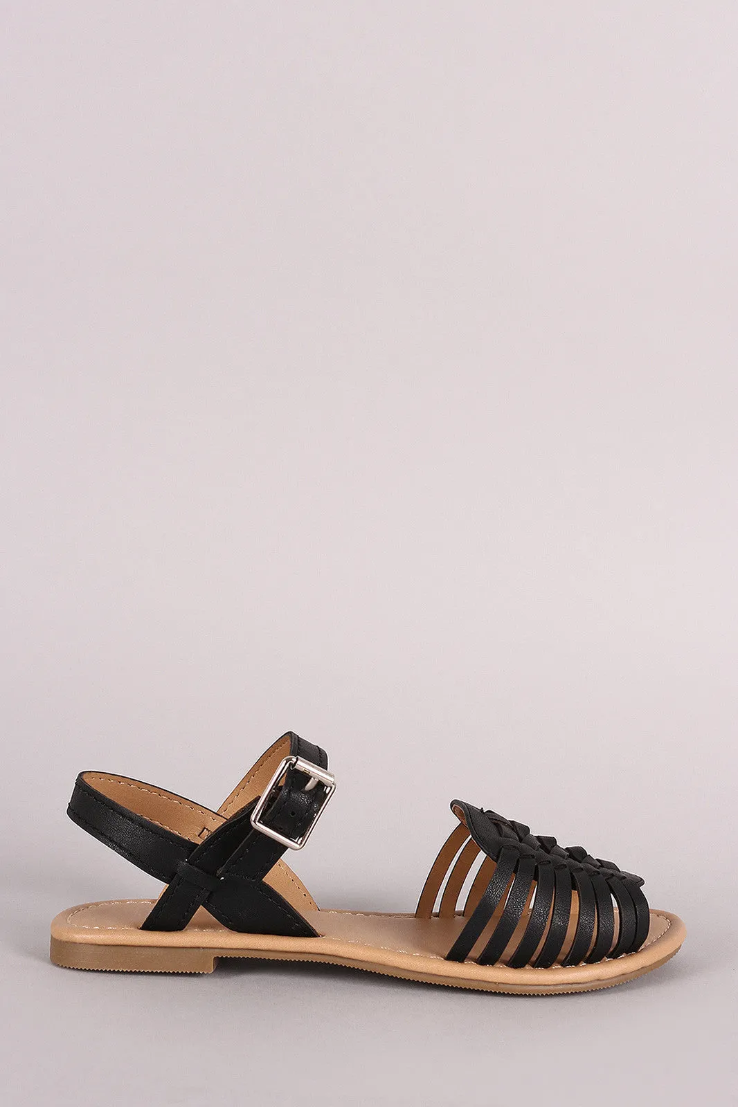 Strap Soda Ankle Flat Tailored selection Smart design Sandal Woven Peep Toe