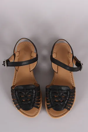 Strap Soda Ankle Flat Tailored selection Smart design Sandal Woven Peep Toe