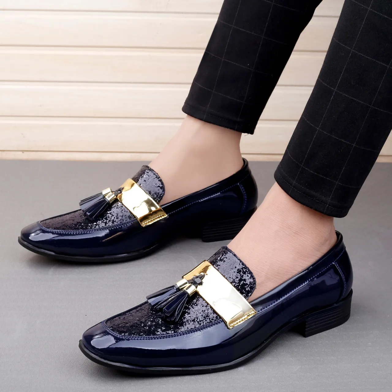 Stylish Wear Men Shiny Blue Color Outdoor Formal And Party Casual Ethnic Loafer-Unique and Classy
