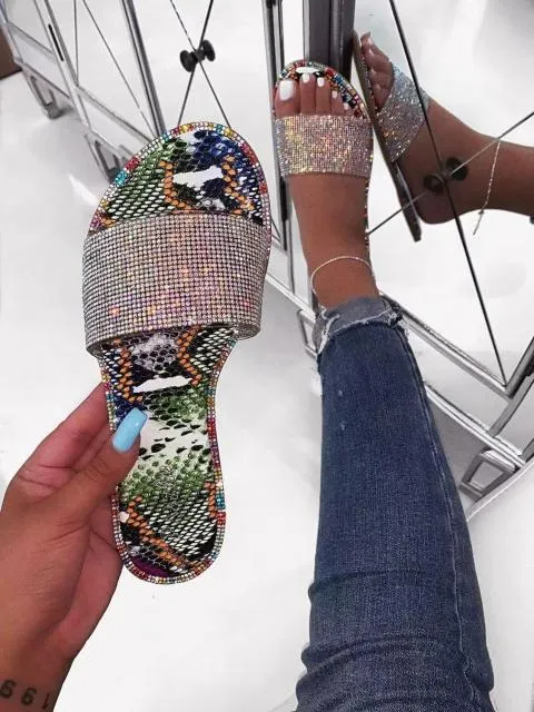 Summer Women Basic Diamonds Sandals  Slip-On