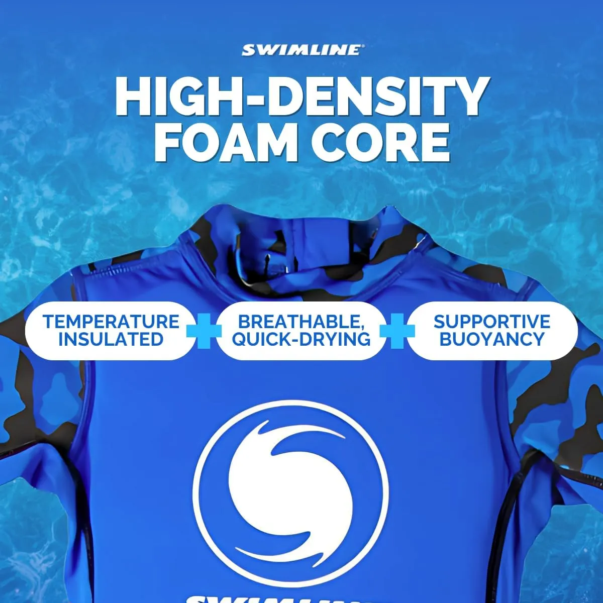 SWIMLINE Blue Swim Trainer Floating Vest Suit For Kids & Toddlers Ages 4  Boys/Girls -Comfortable Zip Up Buoyant Foam Swimming Life Jackets Puddle Jumpers 40-55 Pounds Lbs Children Learning Swimwear