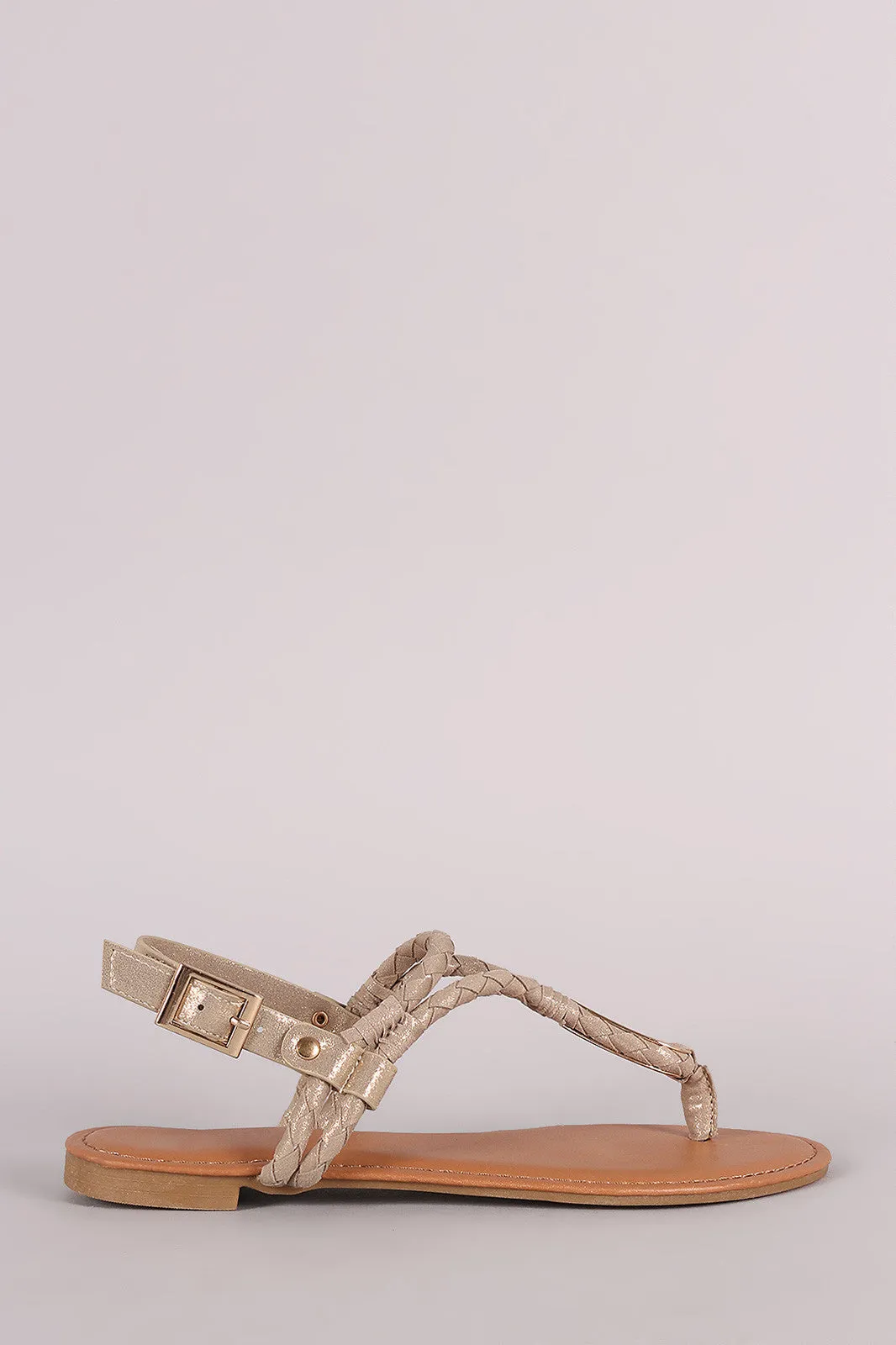 T-Strap Fabric Act now Bamboo Product diversity Braided Sandal