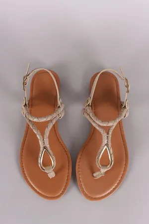 T-Strap Fabric Act now Bamboo Product diversity Braided Sandal