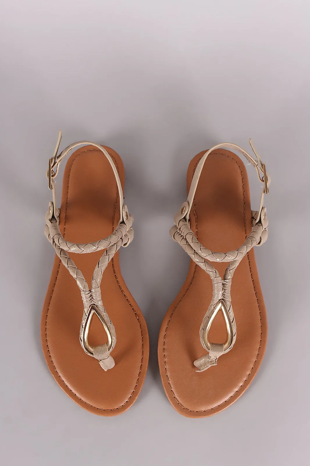 T-Strap Fabric Act now Bamboo Product diversity Braided Sandal