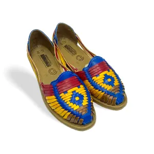 Tabasco Model - Women 100% Artisan Hand Made Mexican Leather Hipster Brown Colorful Closed Toe Sandal Huarache Artesanal - Hecho a Mano Handcrafted in Mexico (US 8)