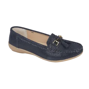 Tahiti Shimmer Suede Loafer Navy