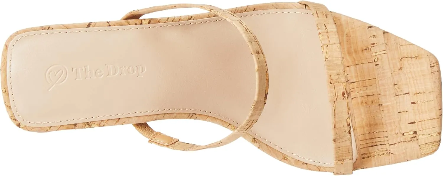 The Drop Women's Avery Square Toe Two Strap High Heeled Sandal