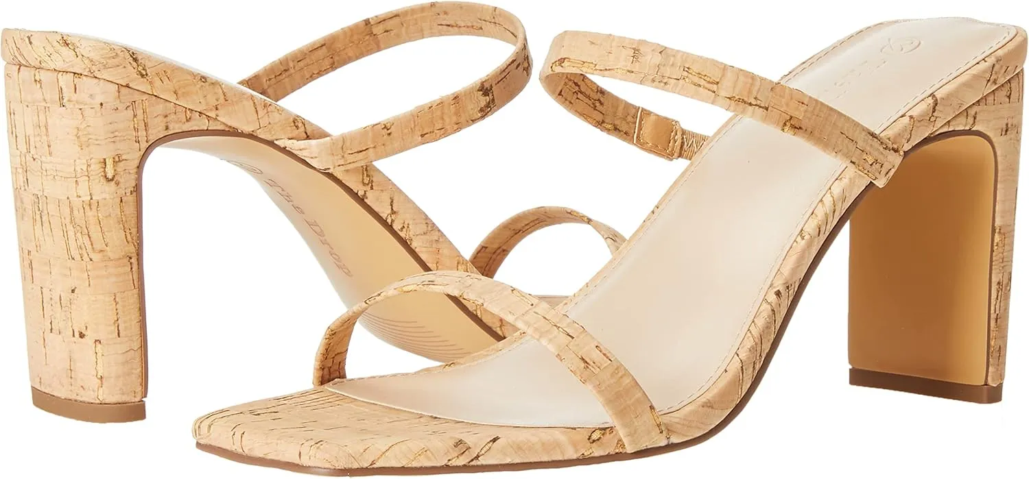 The Drop Women's Avery Square Toe Two Strap High Heeled Sandal