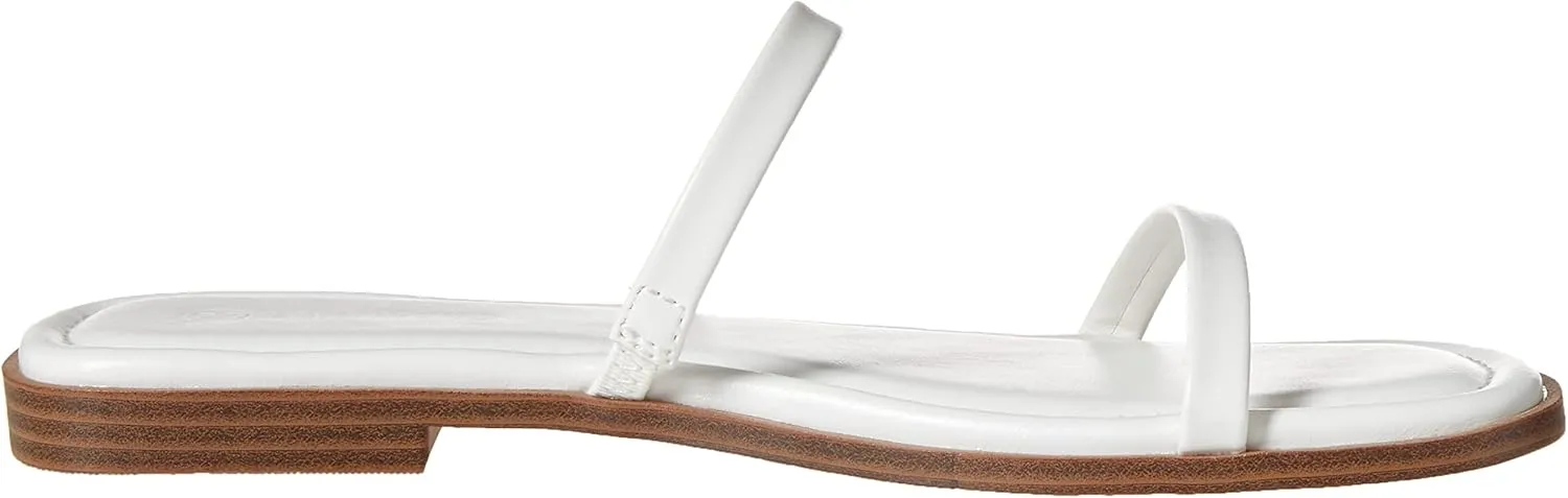 The Drop Women's Paris Square Toe Two Strap Flat Sandal