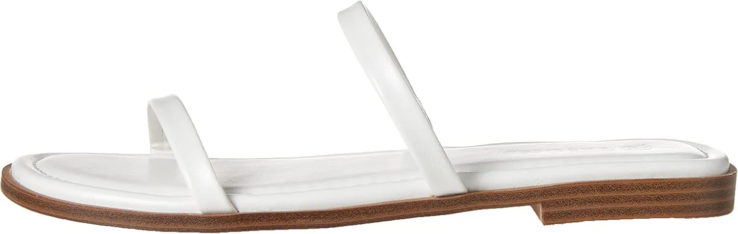 The Drop Women's Paris Square Toe Two Strap Flat Sandal