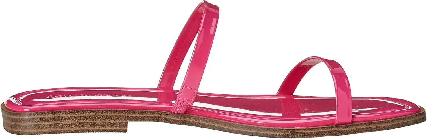 The Drop Women's Paris Square Toe Two Strap Flat Sandal
