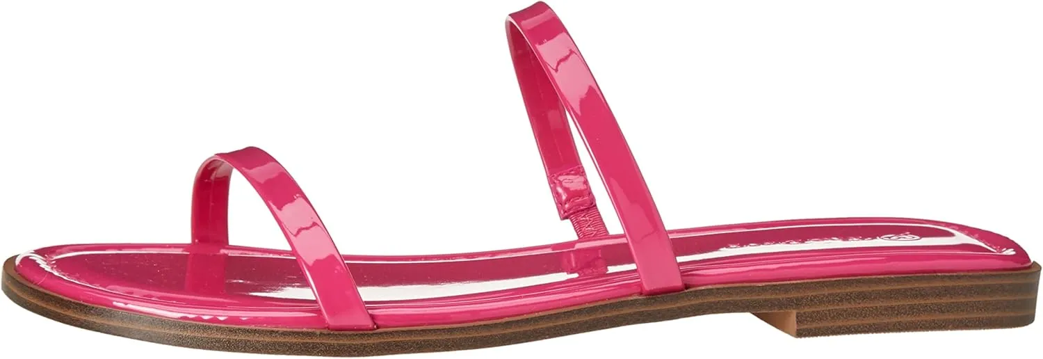 The Drop Women's Paris Square Toe Two Strap Flat Sandal