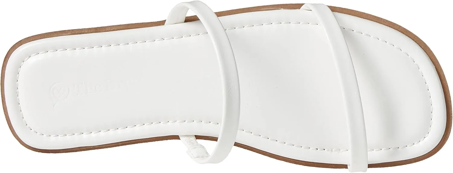 The Drop Women's Paris Square Toe Two Strap Flat Sandal