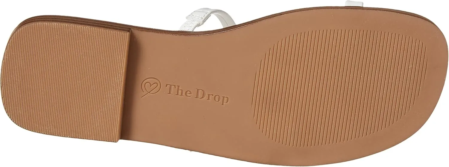 The Drop Women's Paris Square Toe Two Strap Flat Sandal