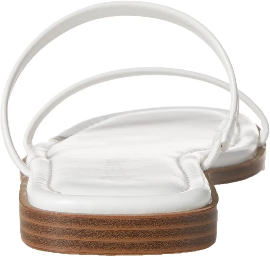 The Drop Women's Paris Square Toe Two Strap Flat Sandal