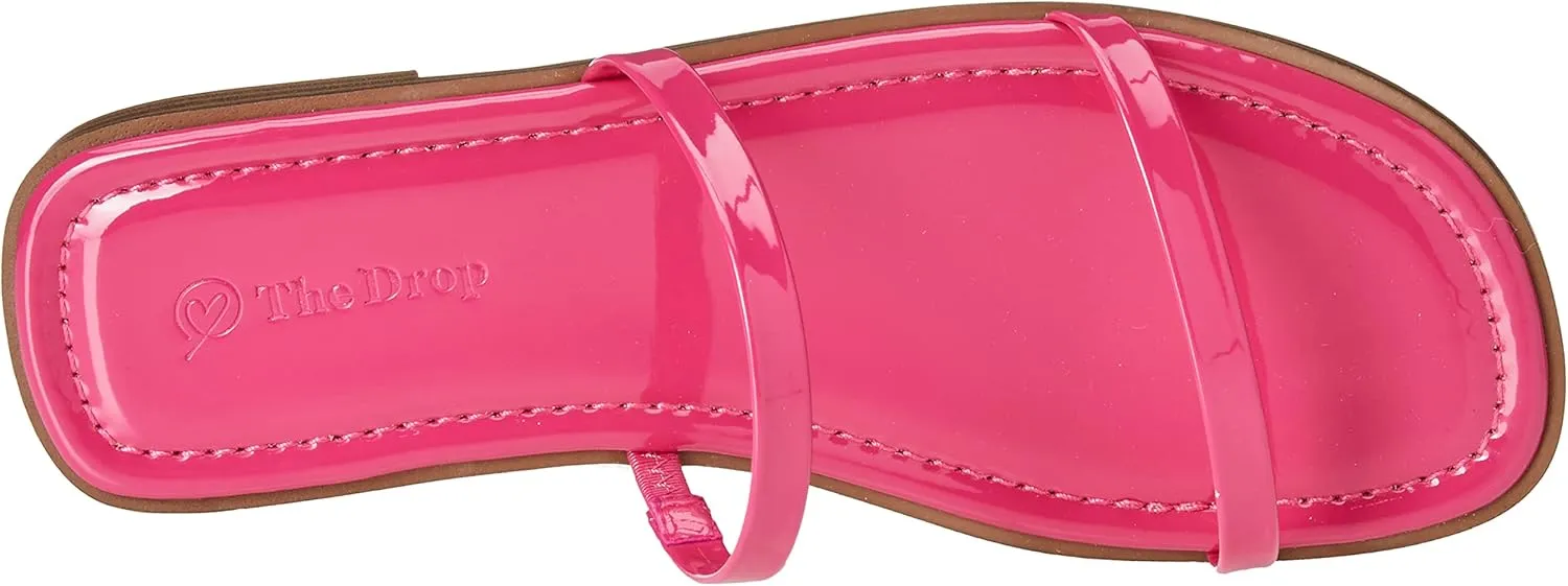 The Drop Women's Paris Square Toe Two Strap Flat Sandal