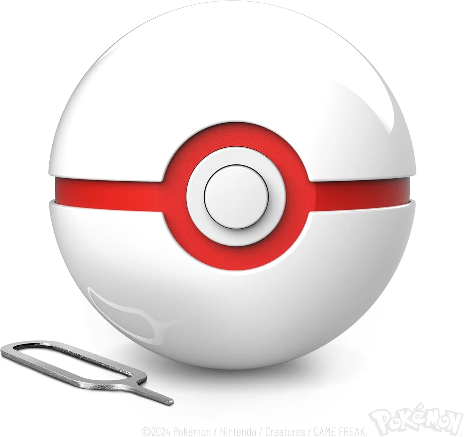 The Wand Company Pokémon Trainer Mini Poké Ball Range of Authentic Replicas - Realistic, Electronic, Die-Cast Poké Ball with Display Stand Light Features (Mini Premier Ball)