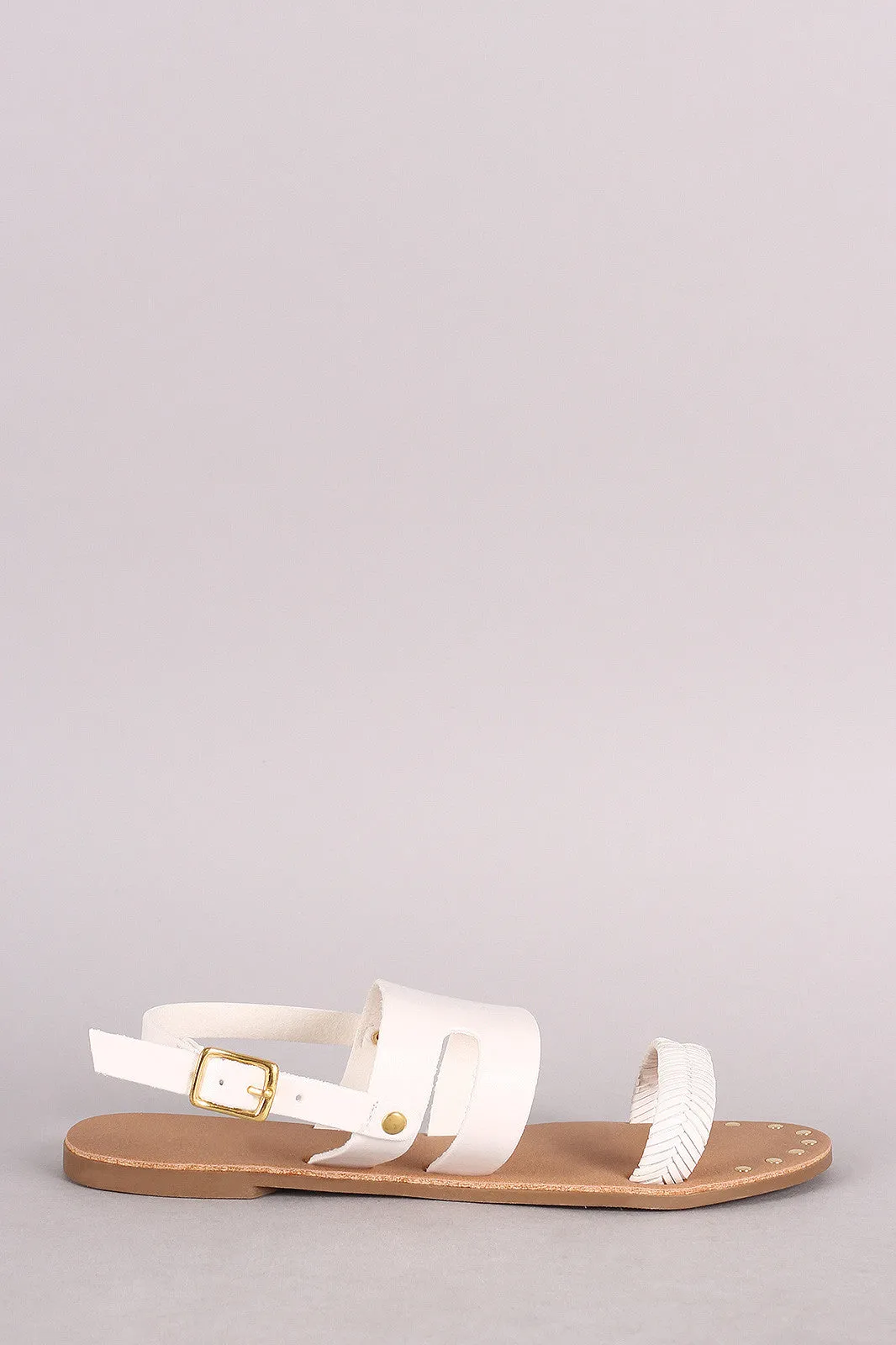 Timely shipping Flat Sandal Woven Qupid Customer-first Studded Slingback