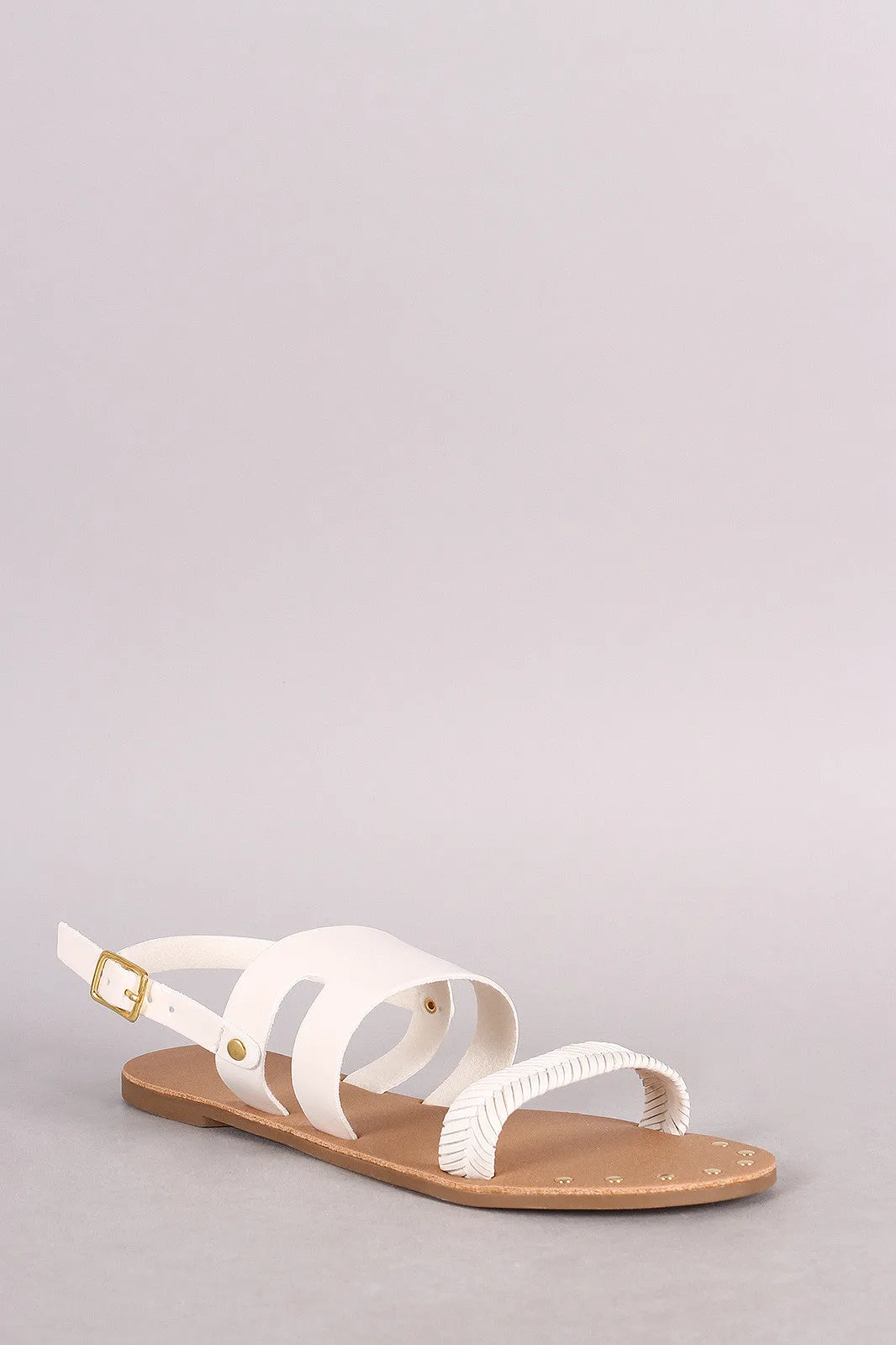 Timely shipping Flat Sandal Woven Qupid Customer-first Studded Slingback