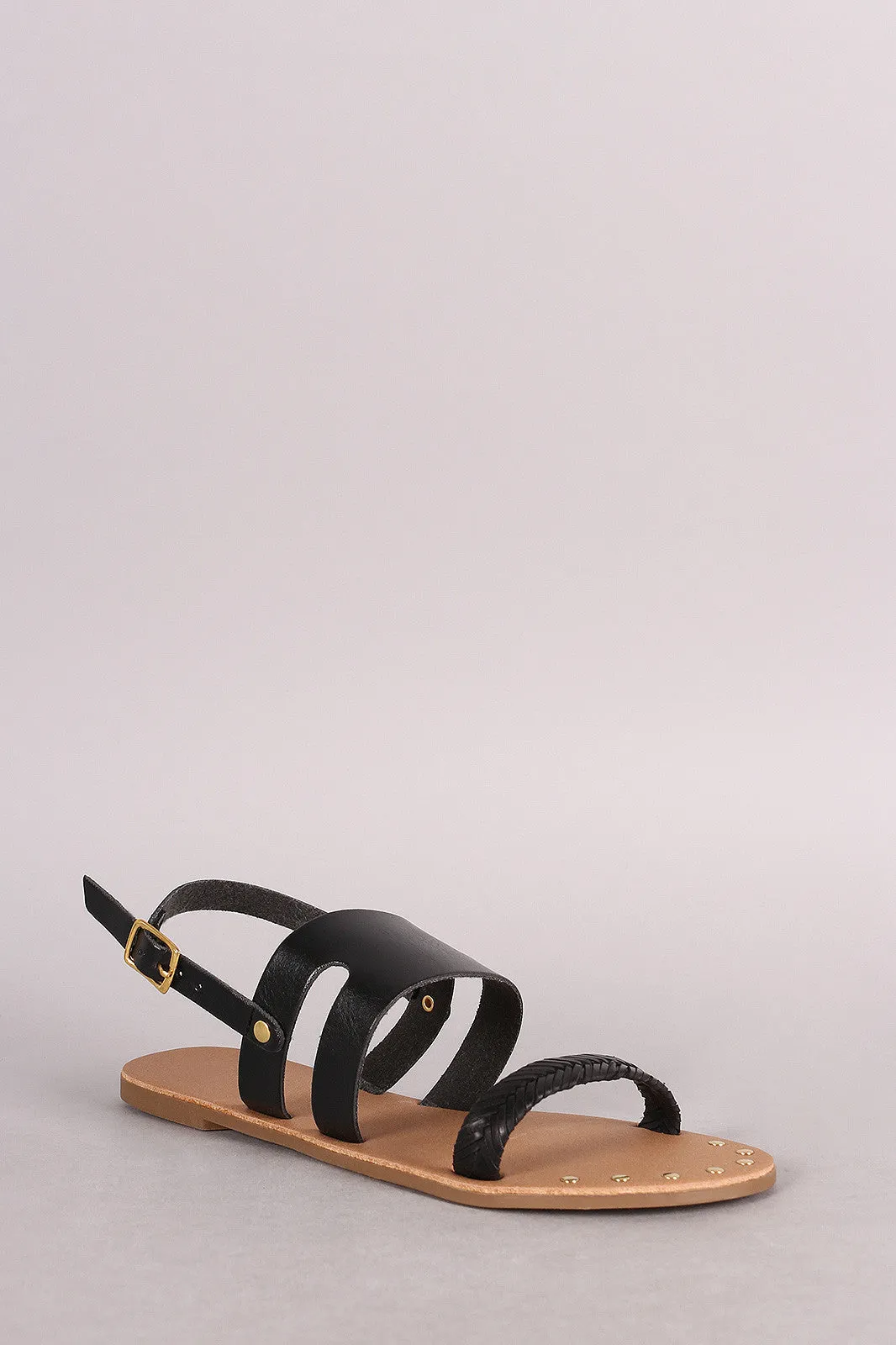 Timely shipping Flat Sandal Woven Qupid Customer-first Studded Slingback