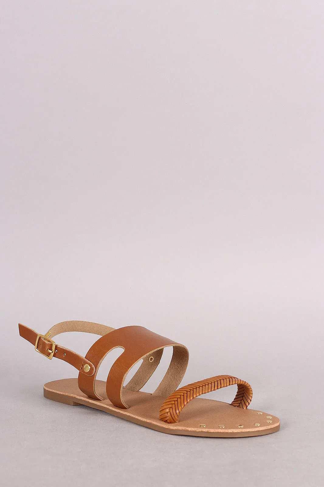 Timely shipping Flat Sandal Woven Qupid Customer-first Studded Slingback