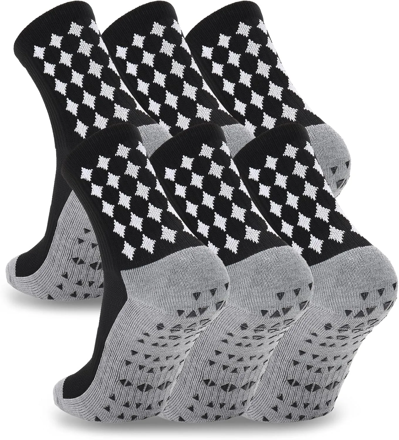 Ultrafun 3 Pairs Soccer Socks with Grip Pads Non Slip Football Basketball Sports Socks for Men Women (3Pairs-Black)