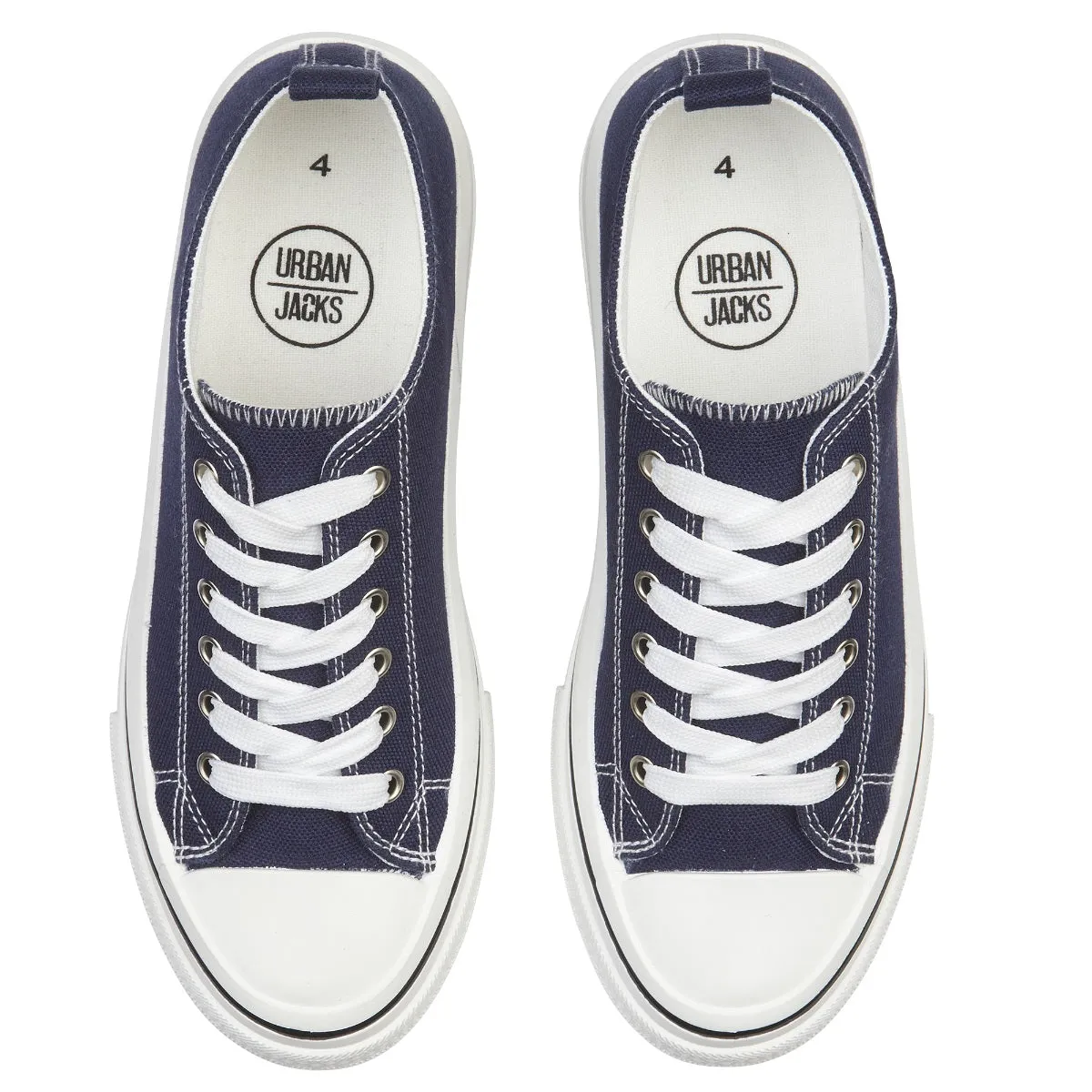 Urban Jacks Montpellier Women's Lace Up Chunky Canvas Shoe Navy
