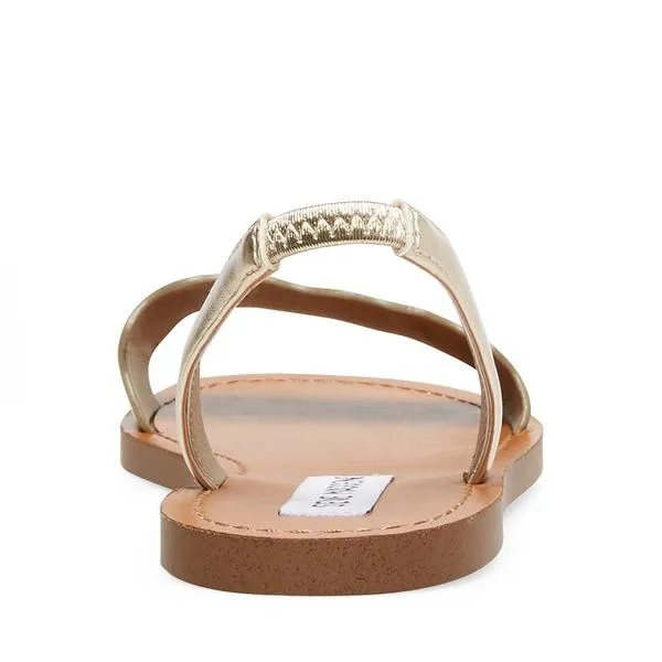 Vegan Sandals Champagne) (9.5, Steve Toe Trackable Piece Madden Open Two Leather Dress Flat Aveline Interactive