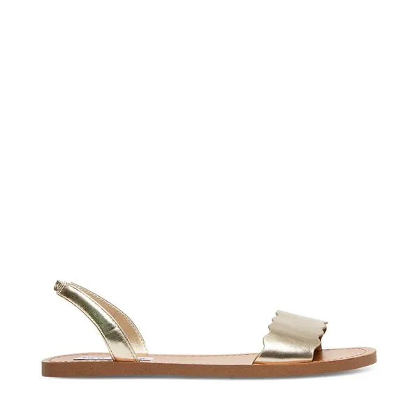 Vegan Sandals Champagne) (9.5, Steve Toe Trackable Piece Madden Open Two Leather Dress Flat Aveline Interactive