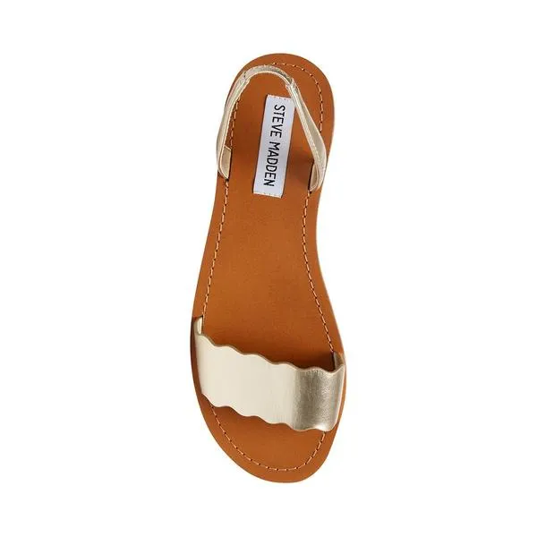 Vegan Sandals Champagne) (9.5, Steve Toe Trackable Piece Madden Open Two Leather Dress Flat Aveline Interactive