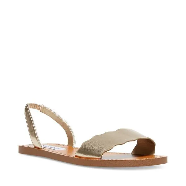 Vegan Sandals Champagne) (9.5, Steve Toe Trackable Piece Madden Open Two Leather Dress Flat Aveline Interactive
