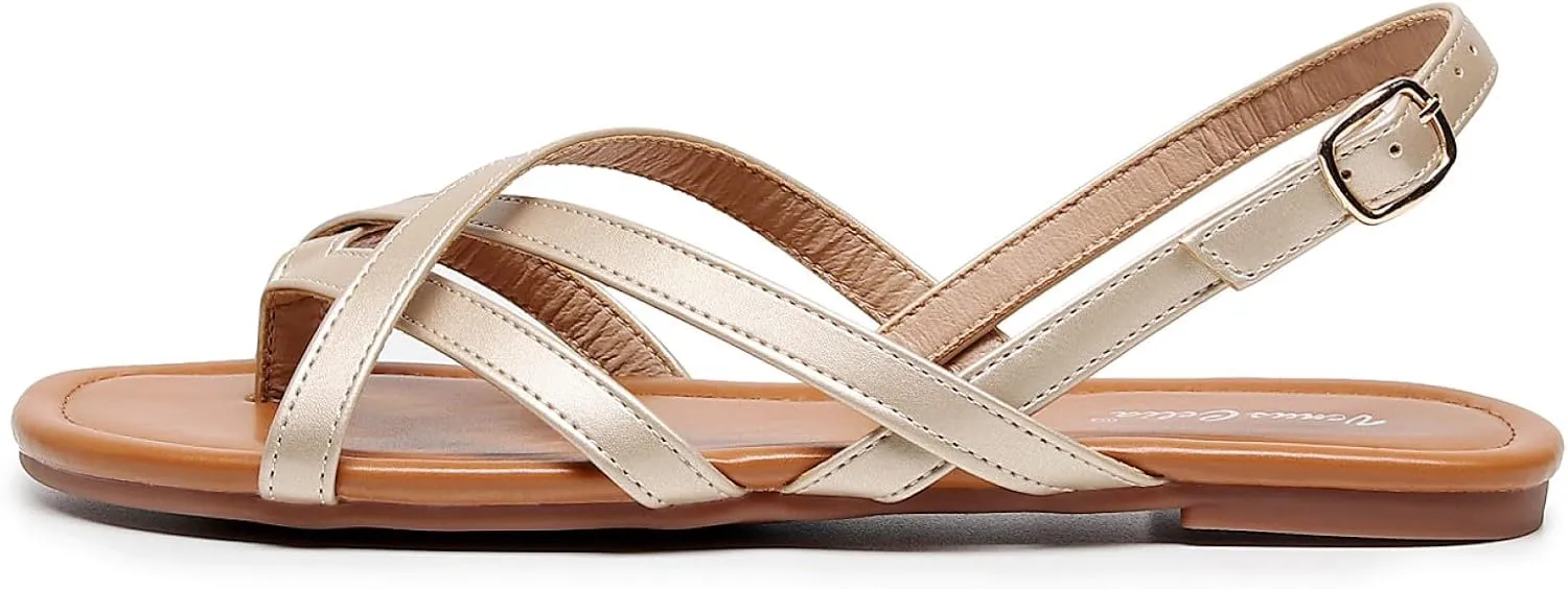 VenusCelia Women's X-Band Strap Flat Sandal