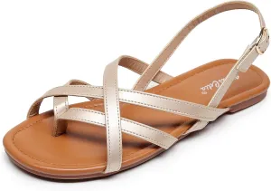 VenusCelia Women's X-Band Strap Flat Sandal
